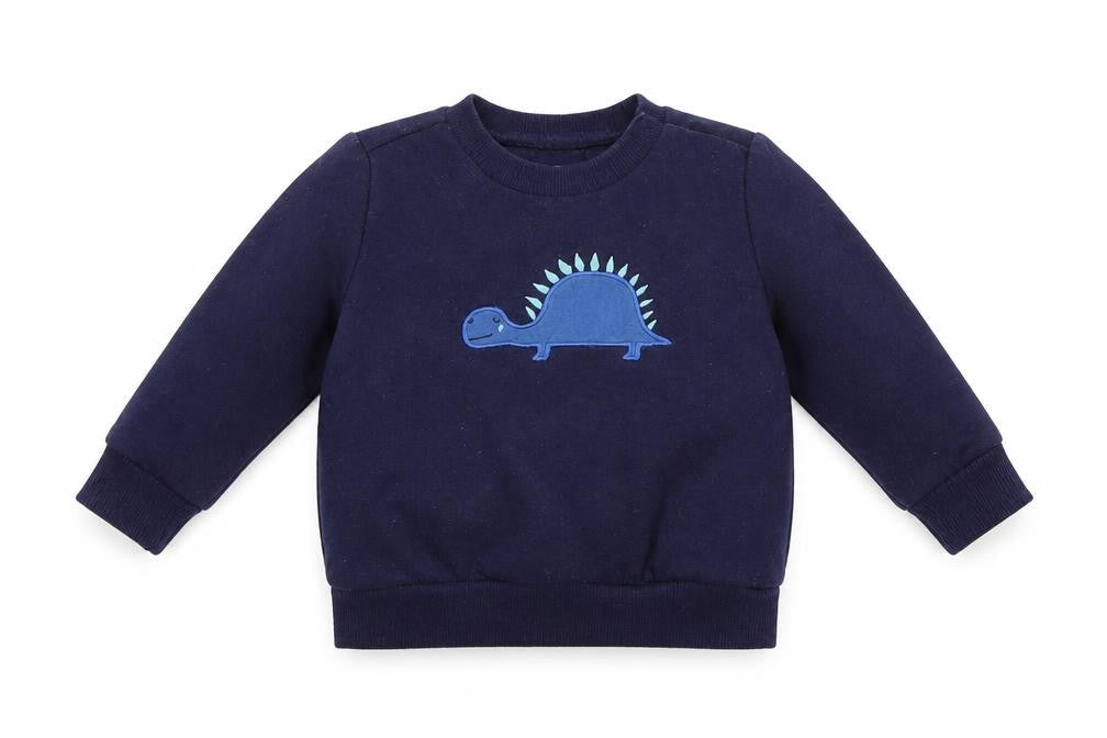 Front view of lily&dan boys’ blue colourblock jumper, size 3-6, months