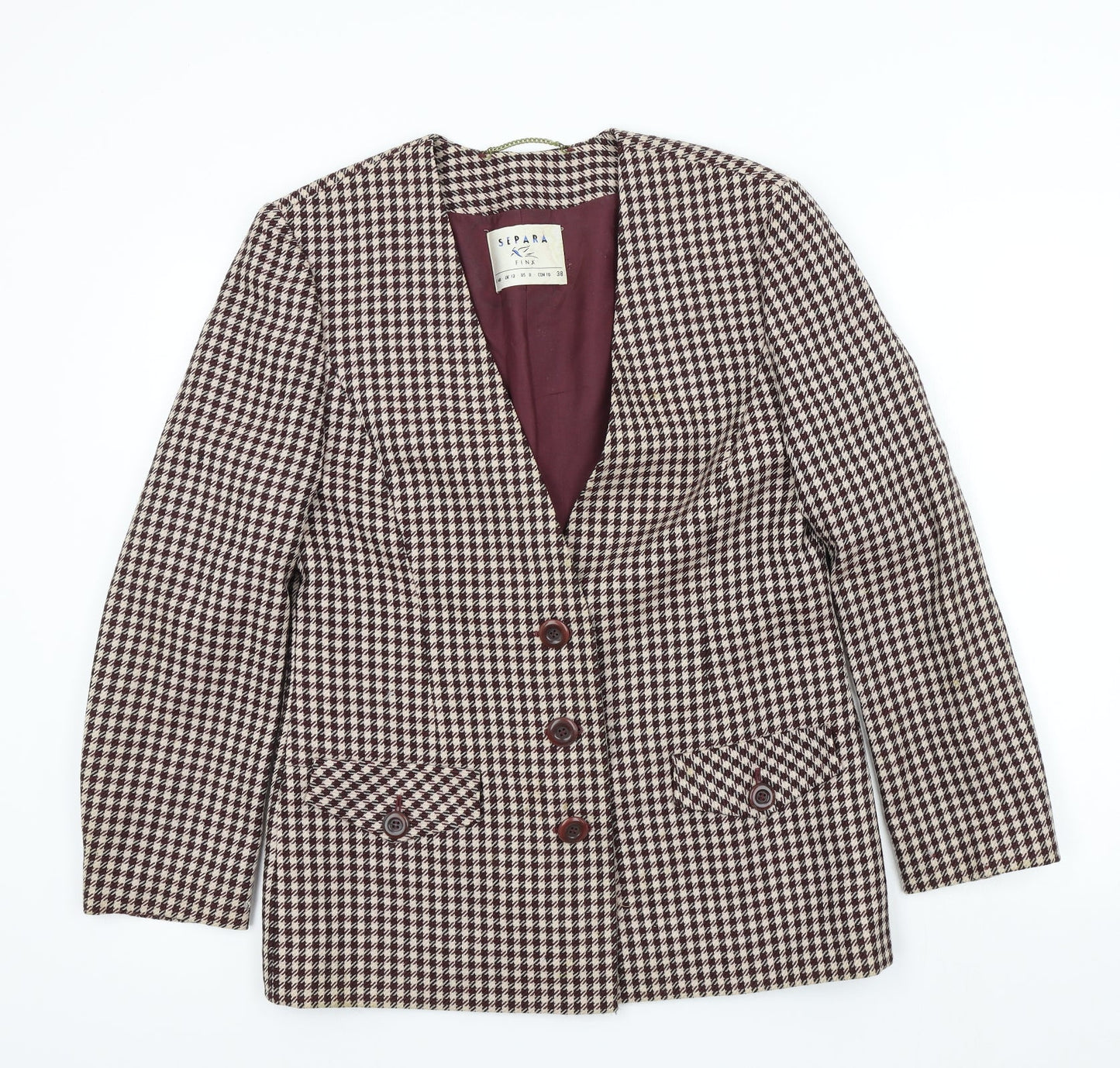 separa Womens Purple Geometric  Jacket Blazer Size 12