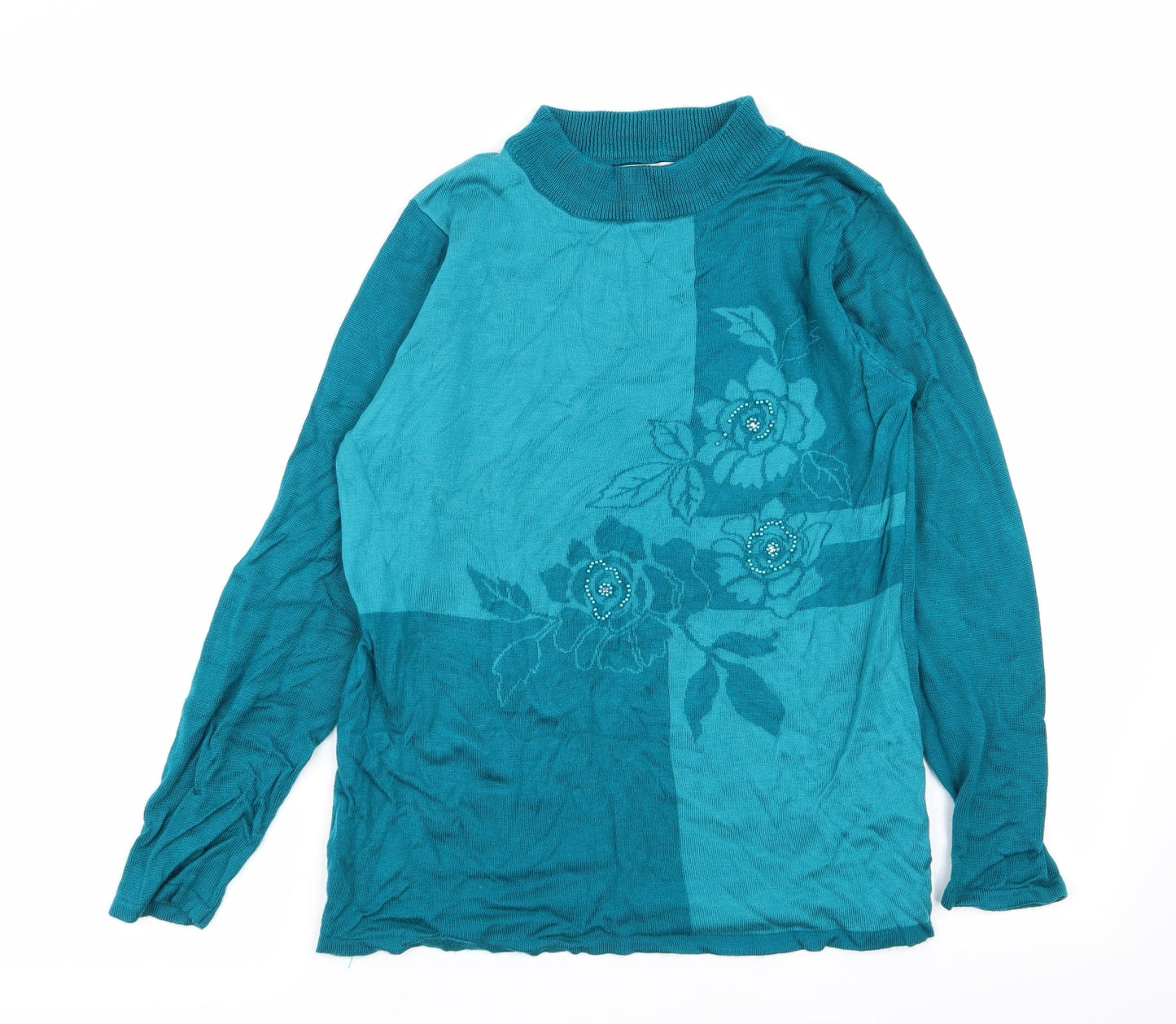 fay louise Womens Green Floral  Pullover Jumper Size M