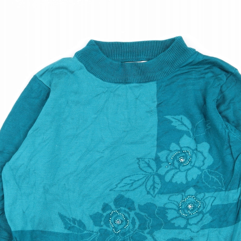 fay louise Womens Green Floral  Pullover Jumper Size M