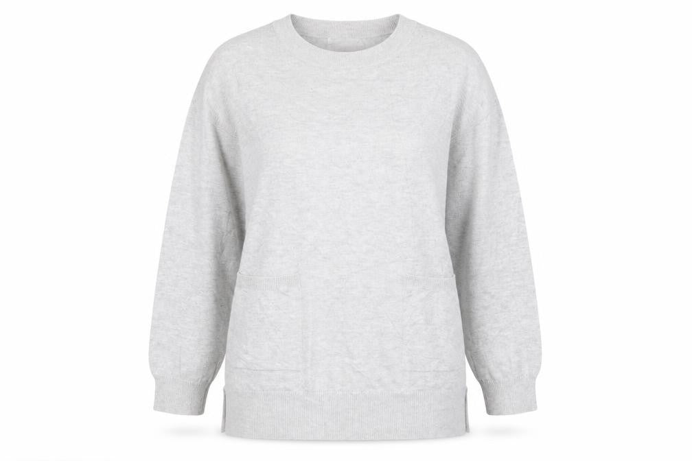 Front view of Gallery women’s grey jumper, size M