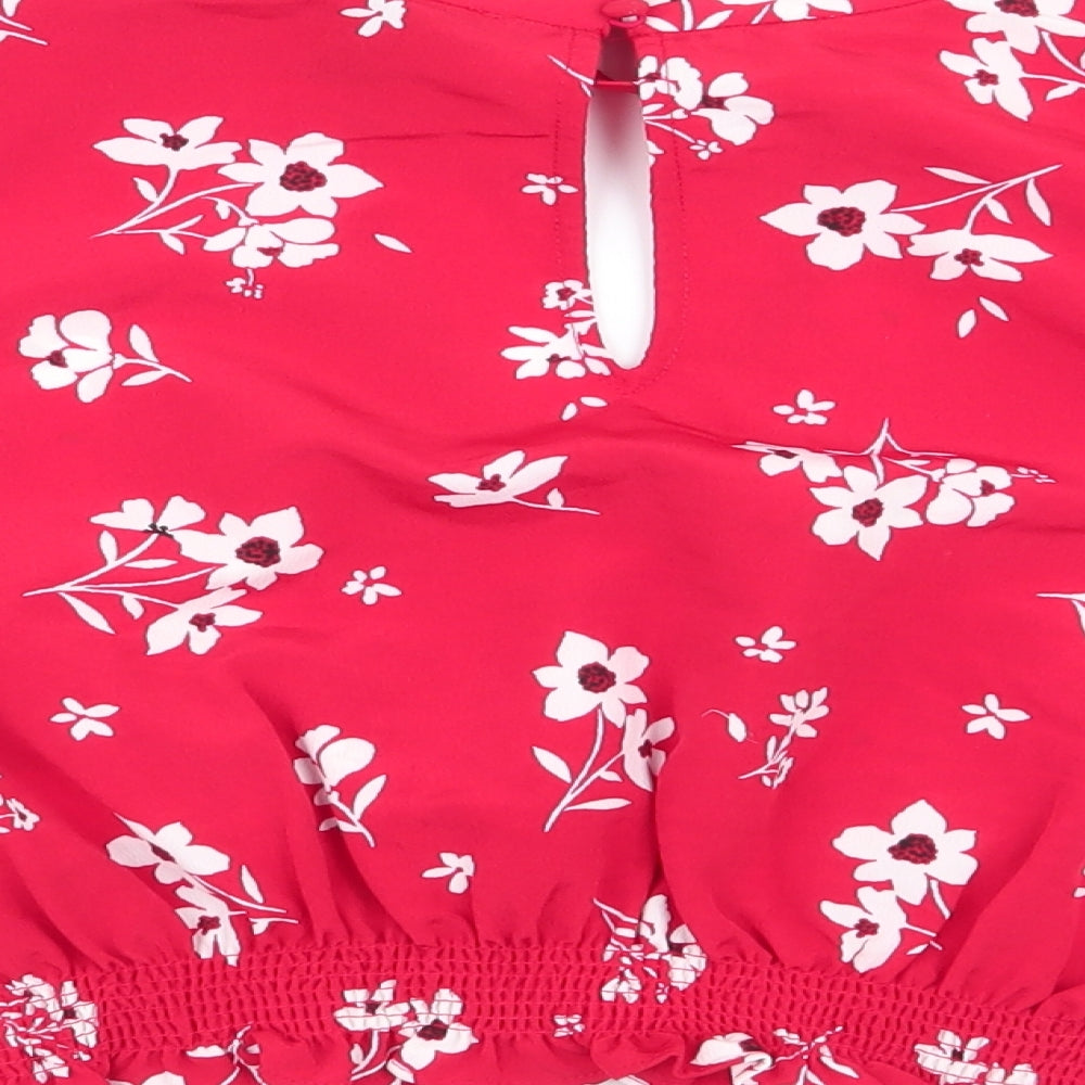 New Look Girls Red Floral  Basic Blouse Size 12 Years