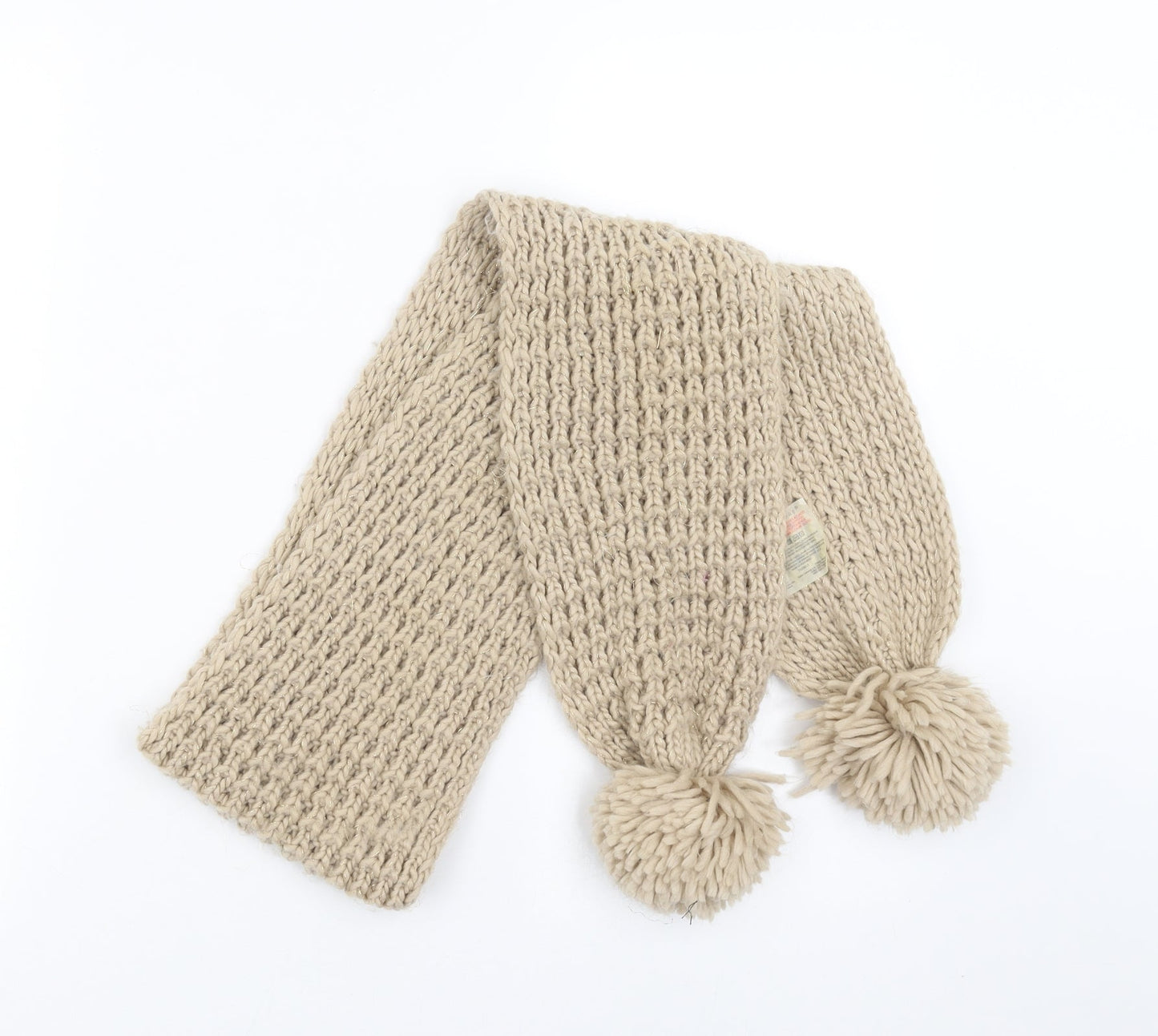 Primark Womens Beige    Scarf   - pom pom detail