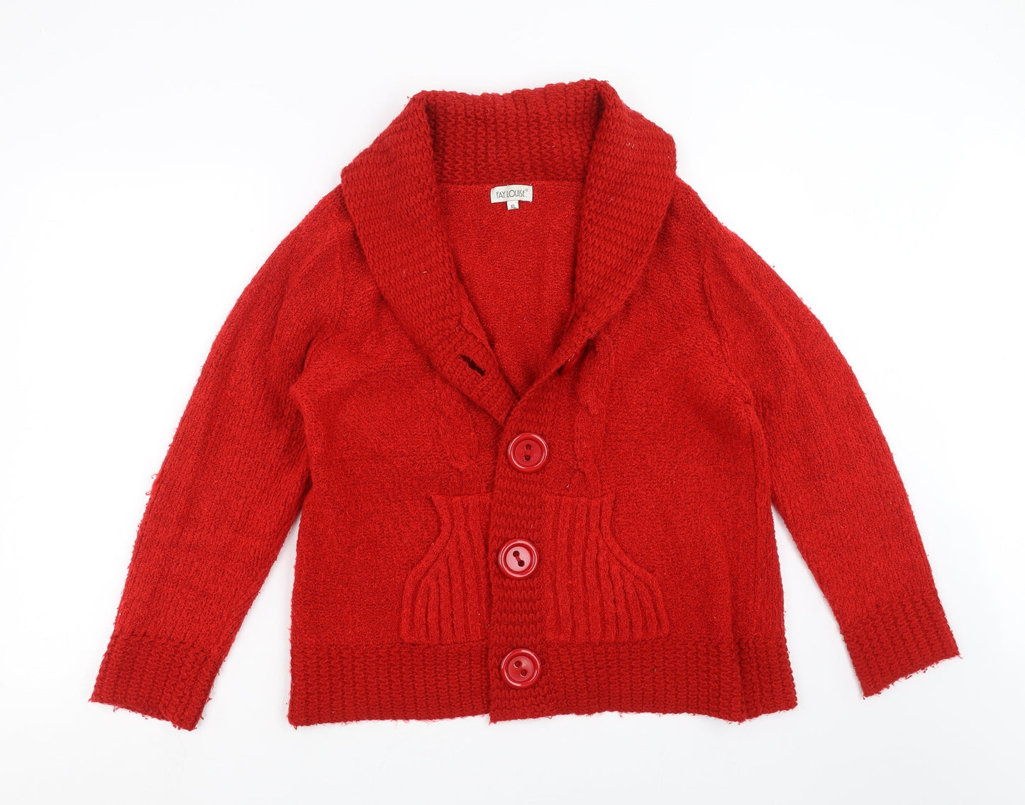 Fay Louise Womens Red  Knit Cardigan Jumper Size XL