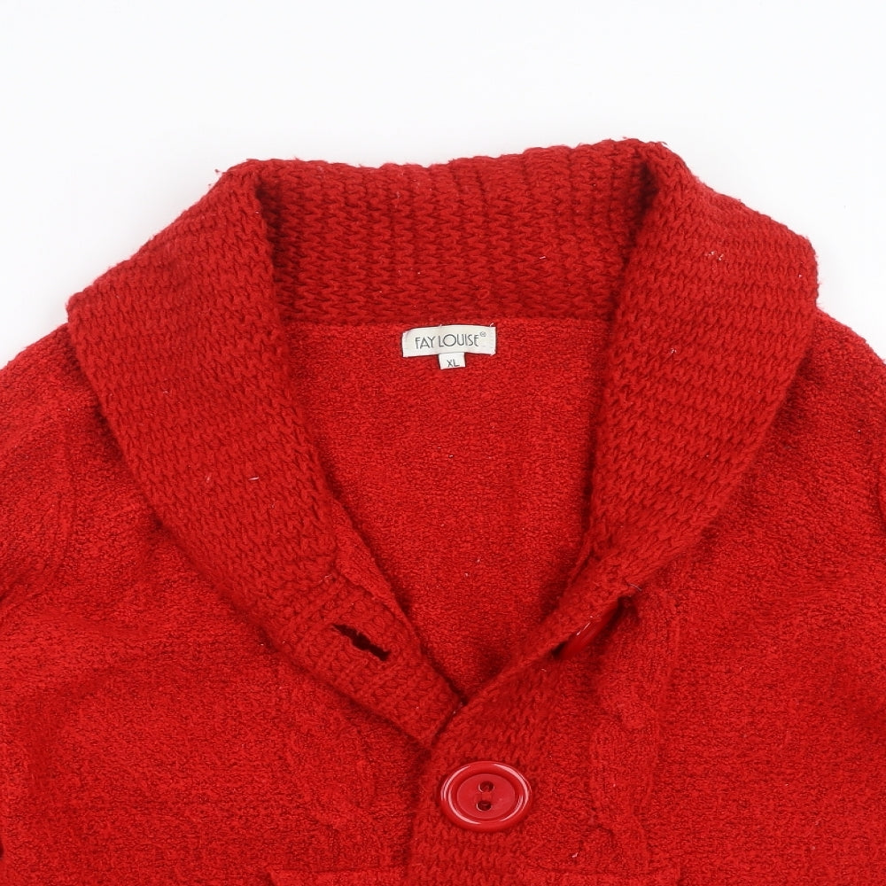 Fay Louise Womens Red  Knit Cardigan Jumper Size XL