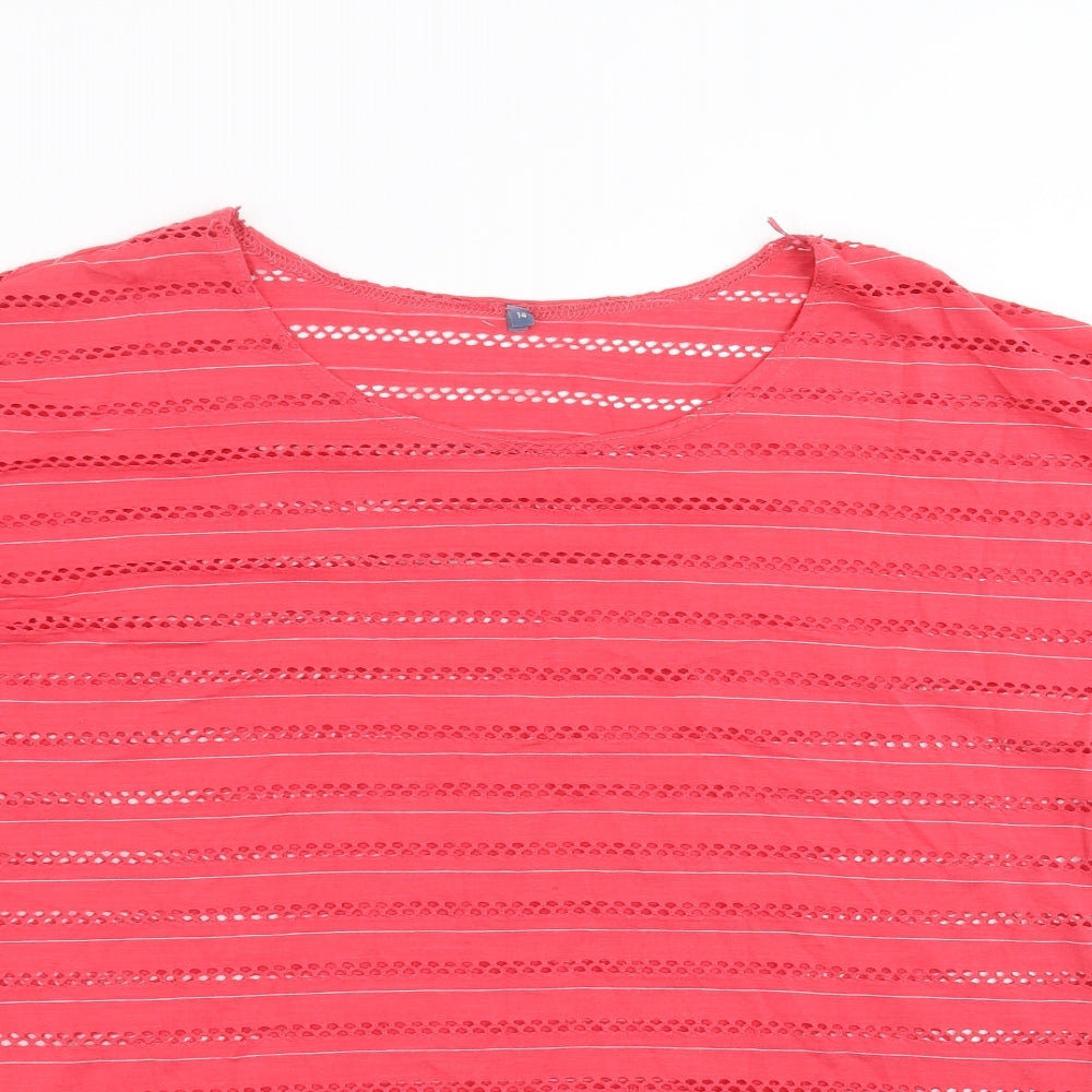 Evie  Womens Pink Striped  Basic T-Shirt Size 14  - cut out pattern