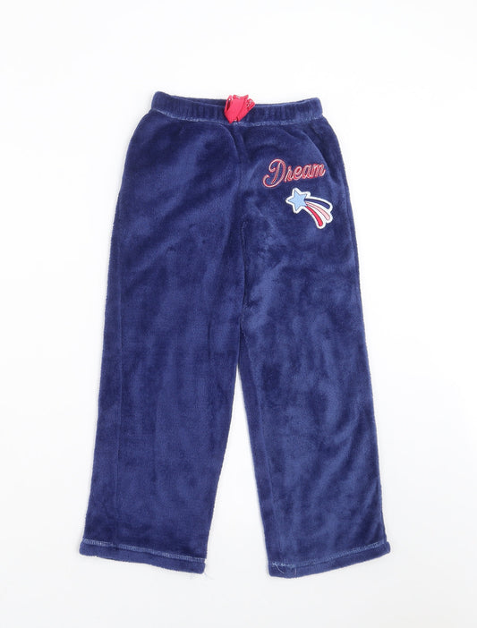 Nautica Girls Blue Solid Fleece  Pyjama Pants Size 7 Years  - dream