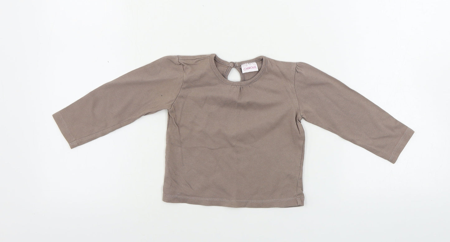 Cherokee  Girls Brown   Basic T-Shirt Size 12-18 Months
