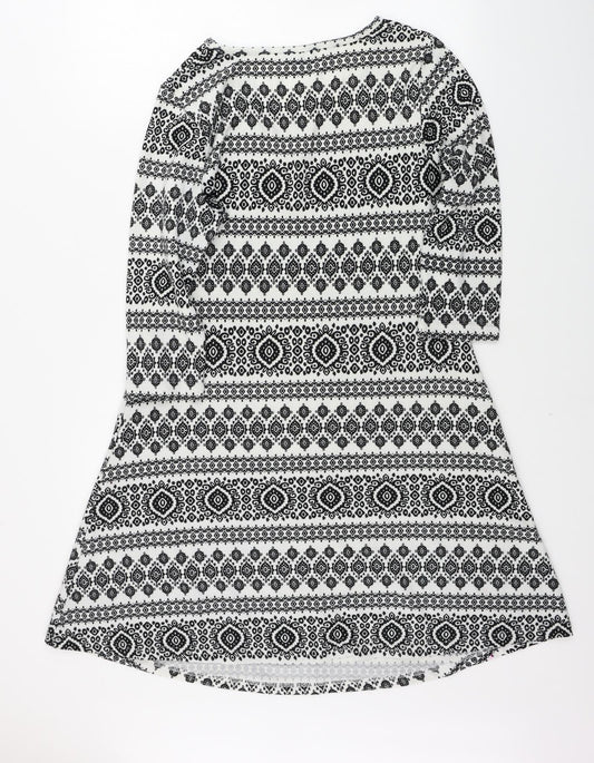 Peacocks  Womens Grey Geometric  A-Line  Size 14