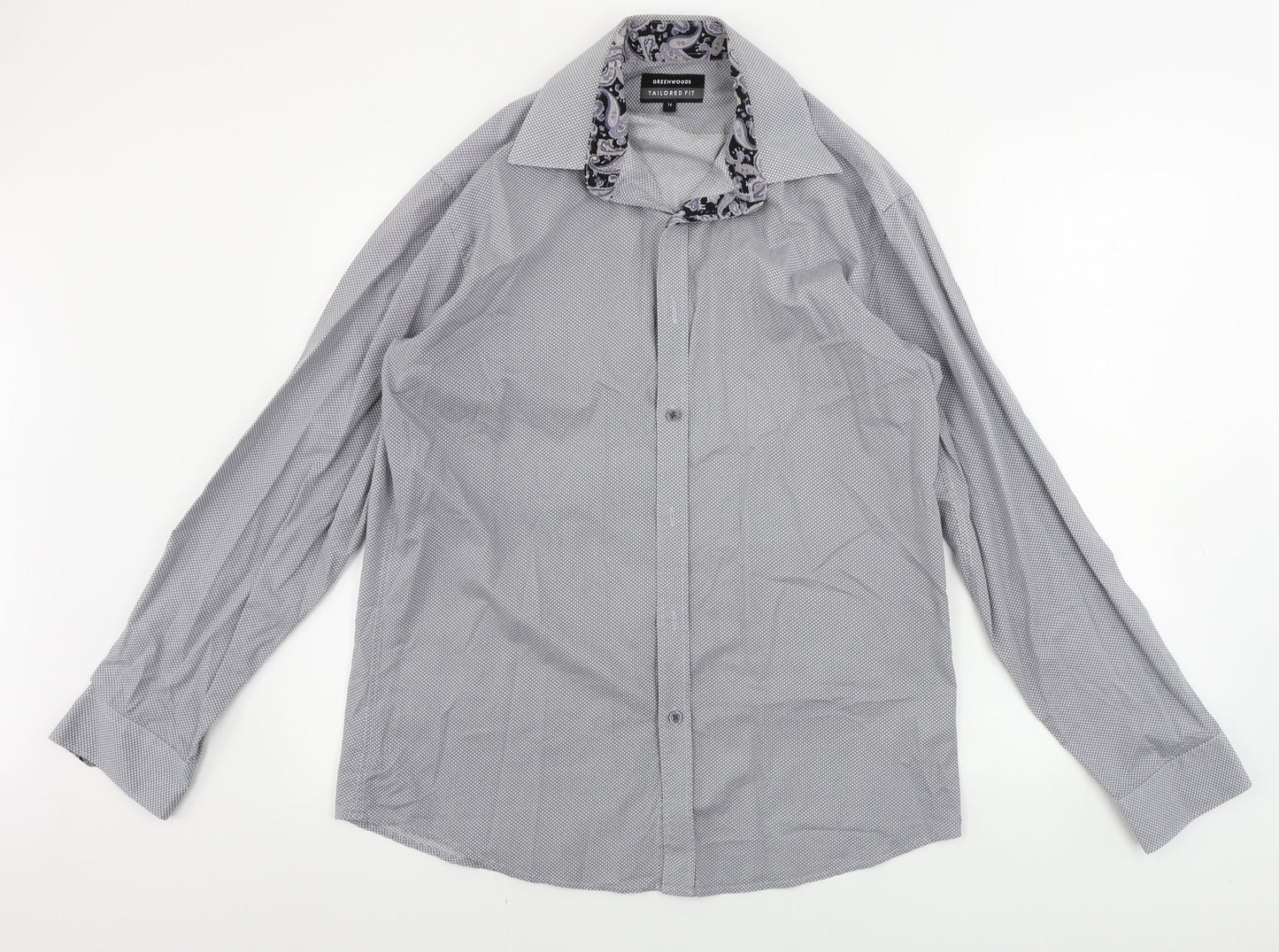 greenwoods     Mens Grey Geometric   Button-Up Size 16