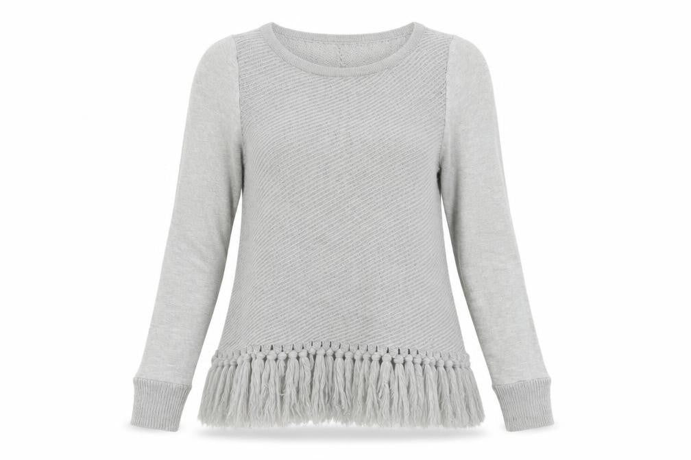 Front view of Mini Velvet women’s grey jumper, size UK 10