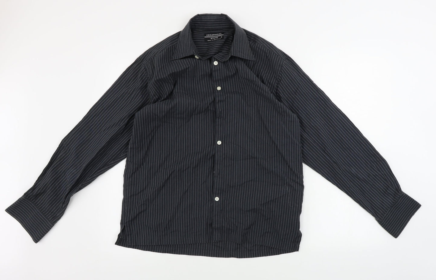 Cedar Wood State  Mens Black Striped   Button-Up Size S