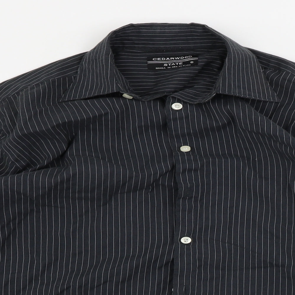 Cedar Wood State  Mens Black Striped   Button-Up Size S