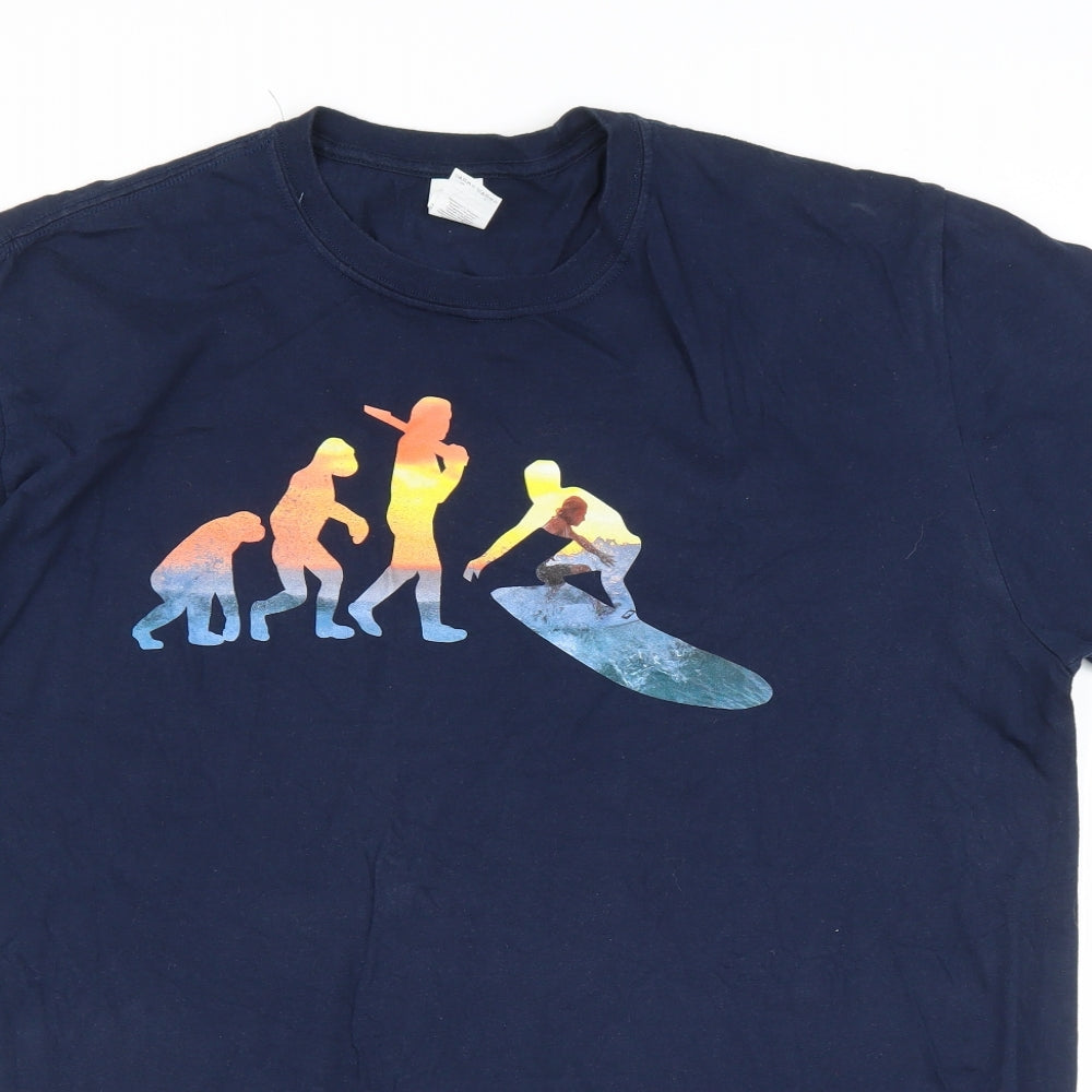 Gildan Mens Blue    T-Shirt Size 2XL