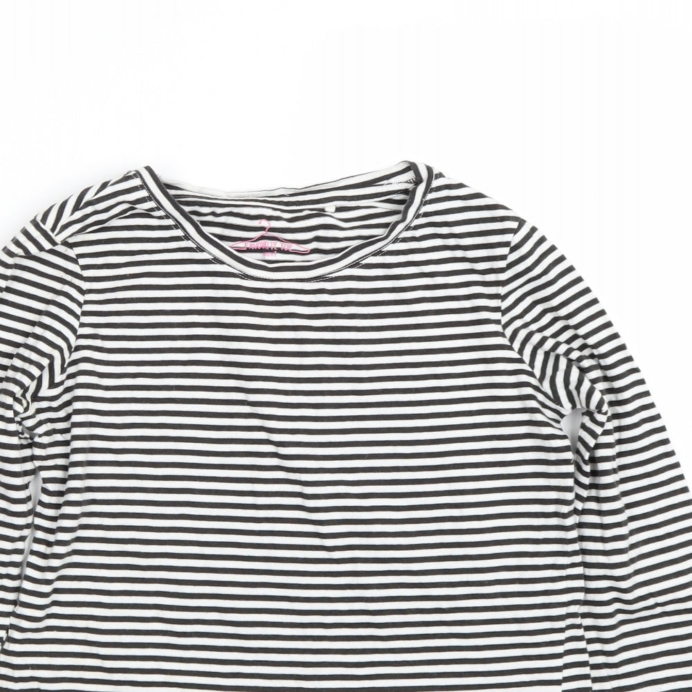NEXT Girls Black Striped  Basic T-Shirt Size 10 Years