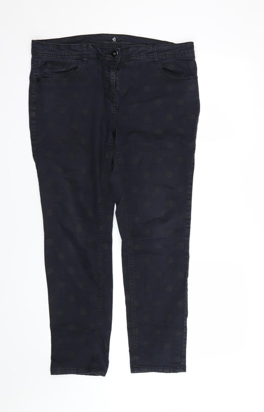 South Womens Black Polka Dot Denim Skinny Jeans Size 16 L25.5 in