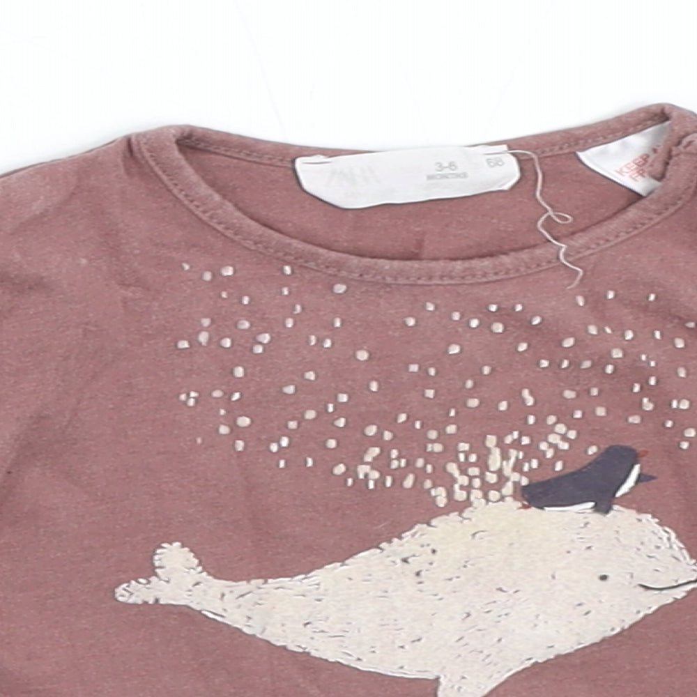 Zara Girls Brown   Basic T-Shirt Size 3-6 Months