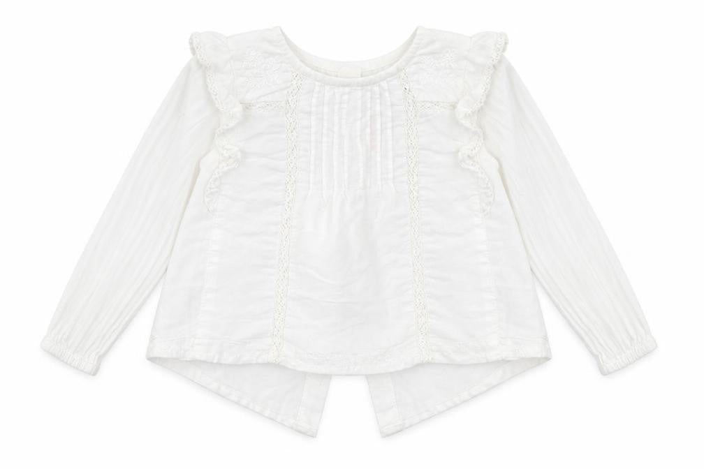 Front view of Zara girls’ white basic blouse, size 3-6, months