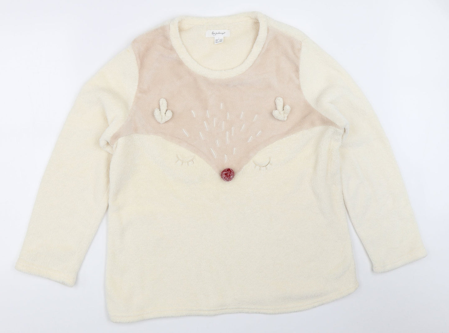 Primark Womens Ivory Solid  Top Pyjama Top Size L