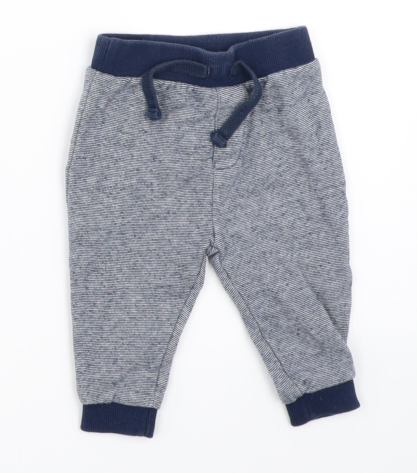 F&F Boys Blue Striped  Jogger Trousers Size 6-9 Months