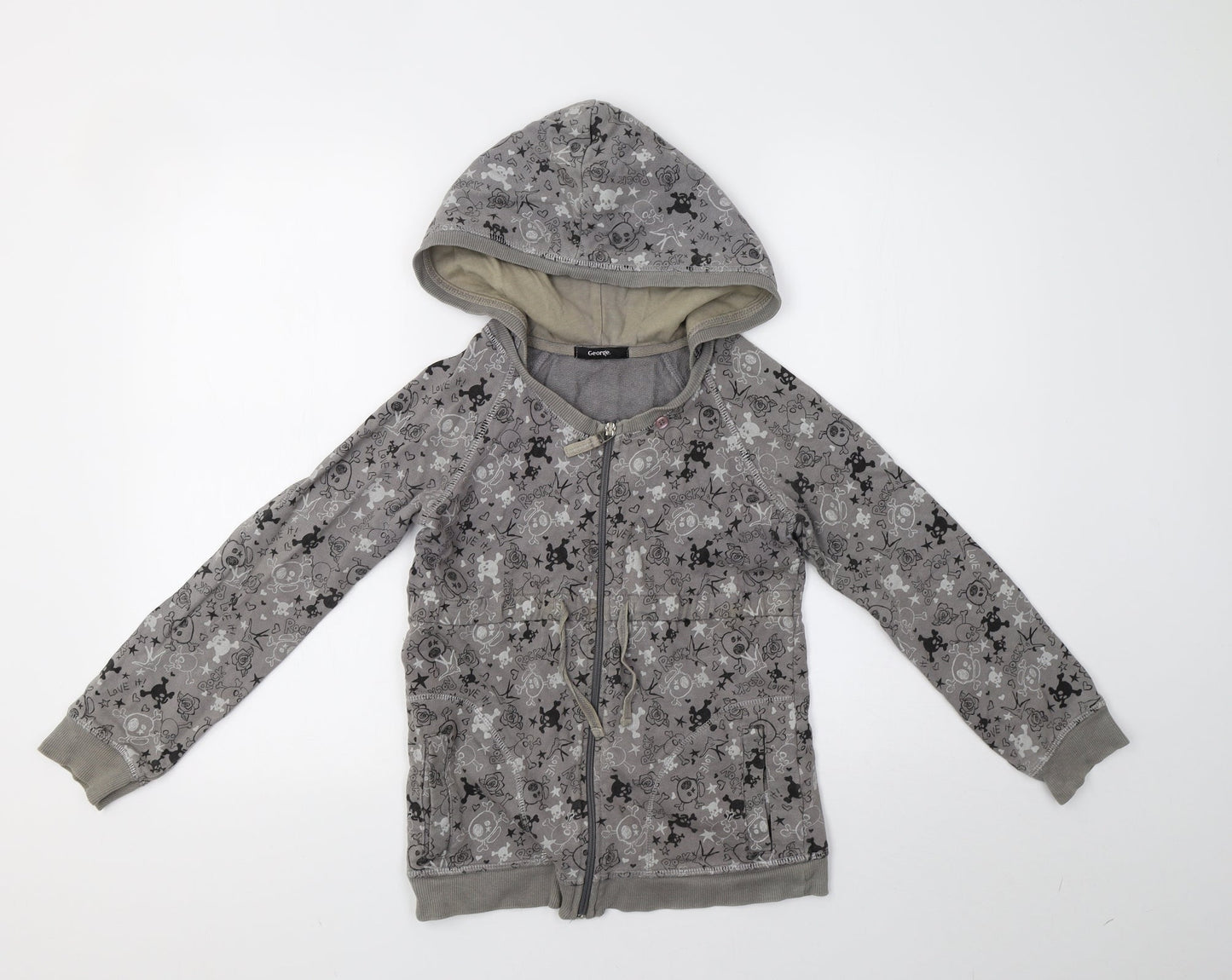 George Boys Grey Polka Dot  Full Zip Hoodie Size 10-11 Years