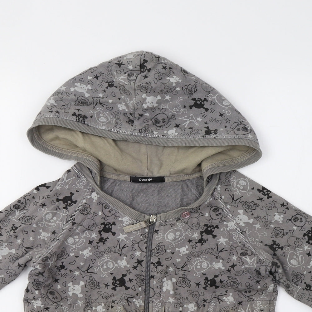 George Boys Grey Polka Dot  Full Zip Hoodie Size 10-11 Years
