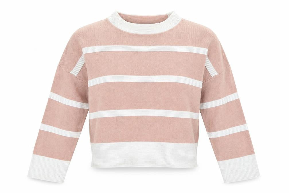 Front view of Atmosphere women’s multicoloured striped jumper, size UK 14