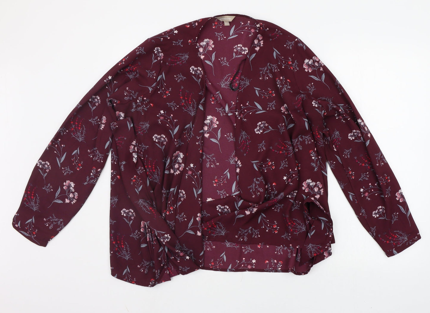 Anthology Womens Purple Geometric  Basic Button-Up Size 14