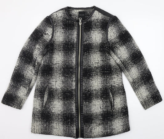 New Look Womens Grey Geometric  Jacket Coat Size 14