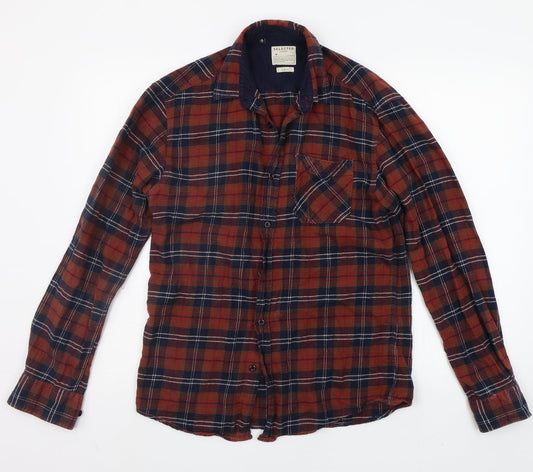 Select Womens Orange Check  Basic Button-Up Size 8