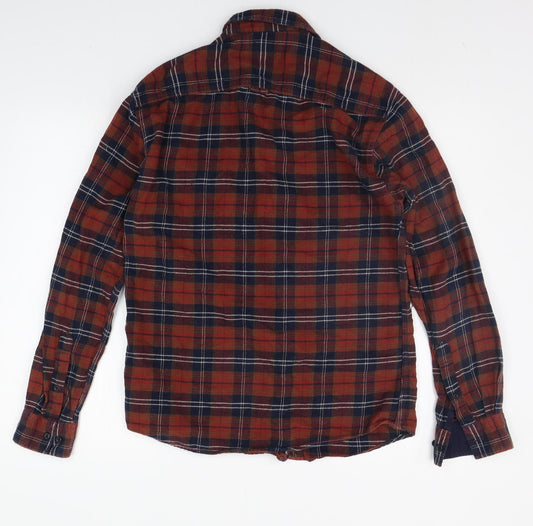 Select Womens Orange Check  Basic Button-Up Size 8