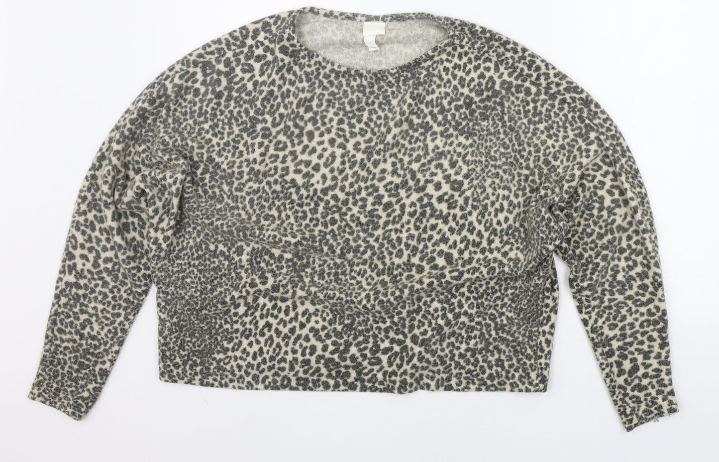 H&M Womens Grey Animal Print  Pullover Jumper Size S