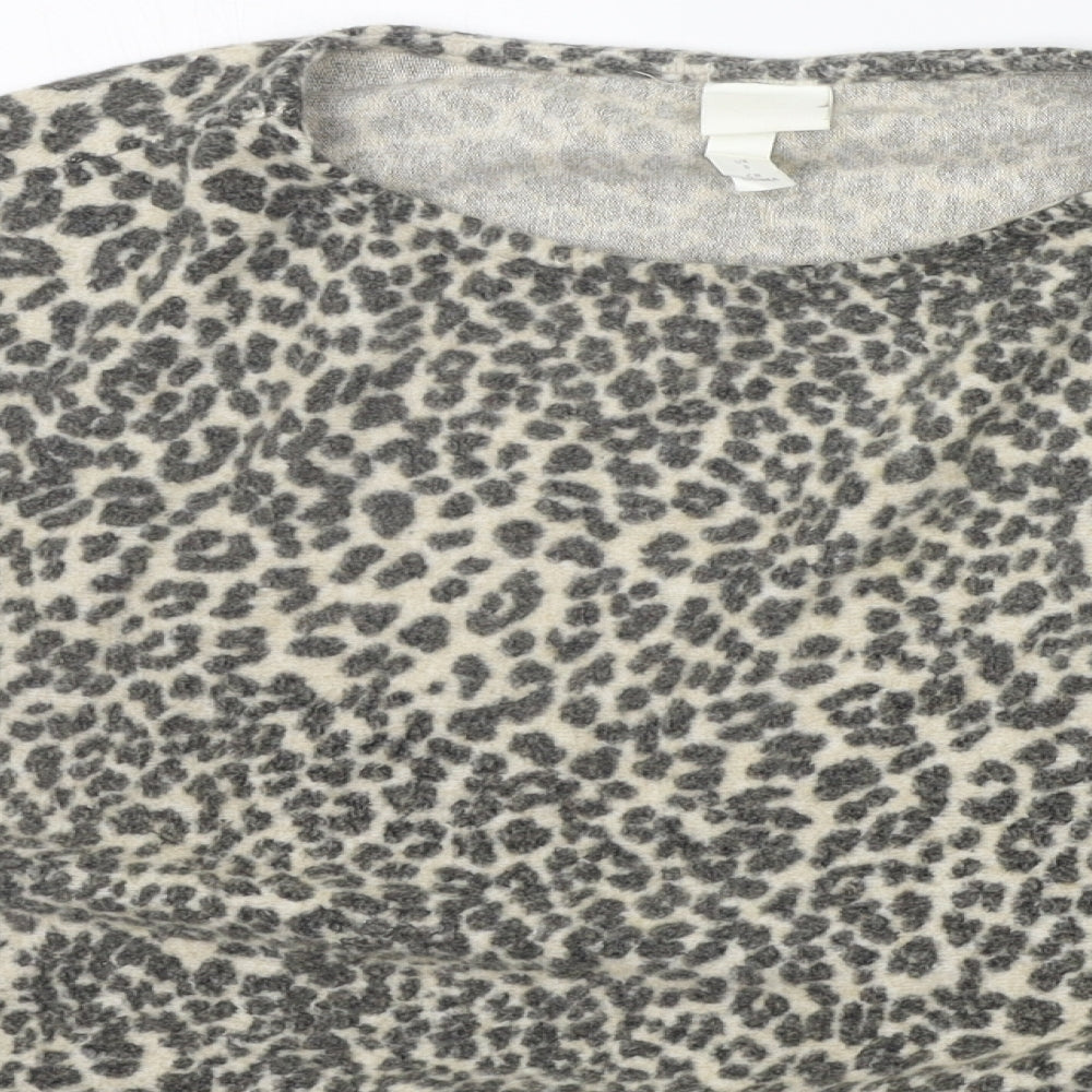 H&M Womens Grey Animal Print  Pullover Jumper Size S