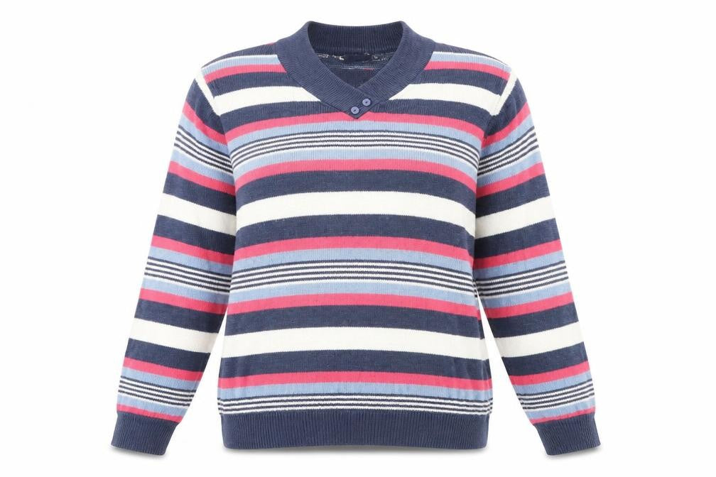 Isle Womens Blue Striped  Pullover Jumper Size L