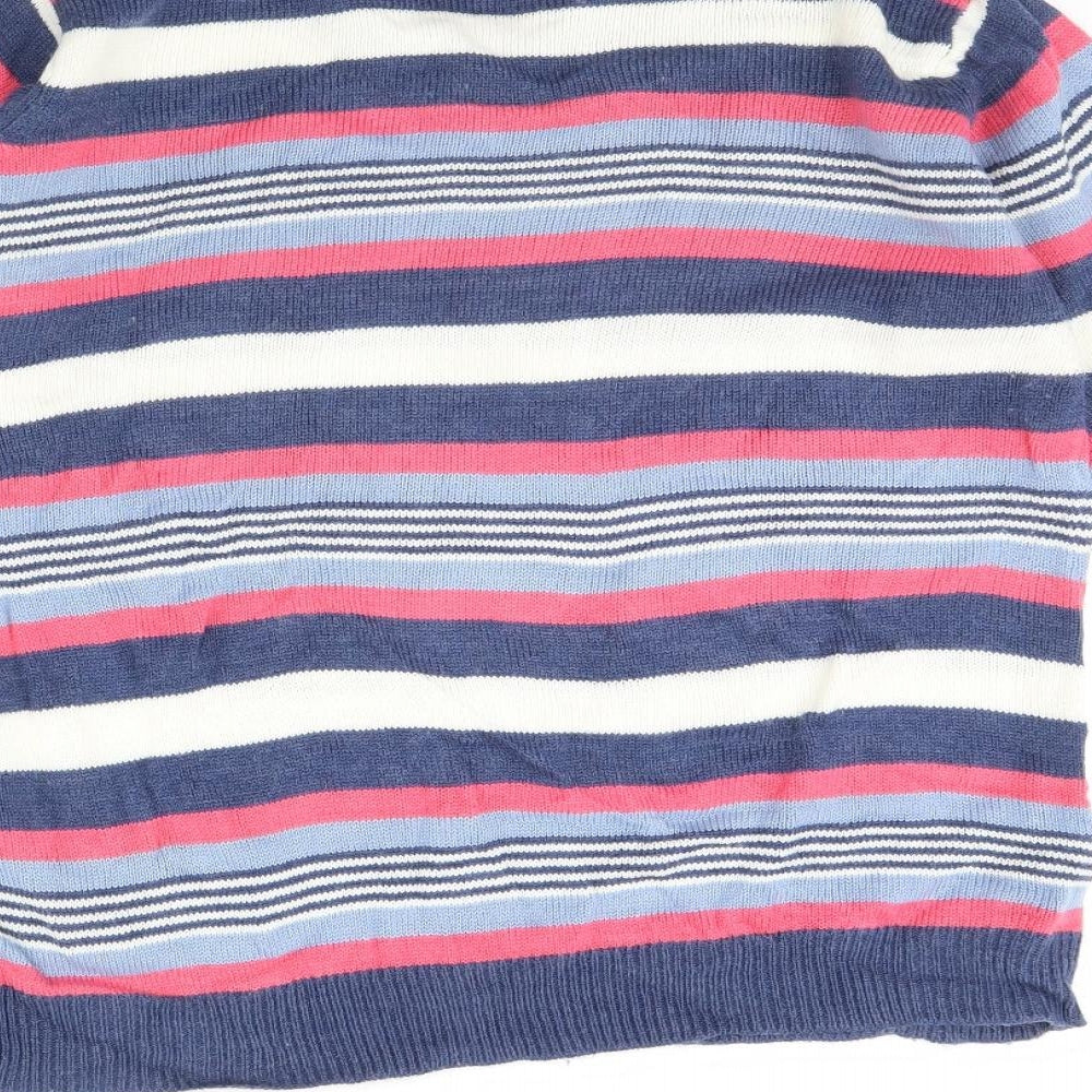 Isle Womens Blue Striped  Pullover Jumper Size L