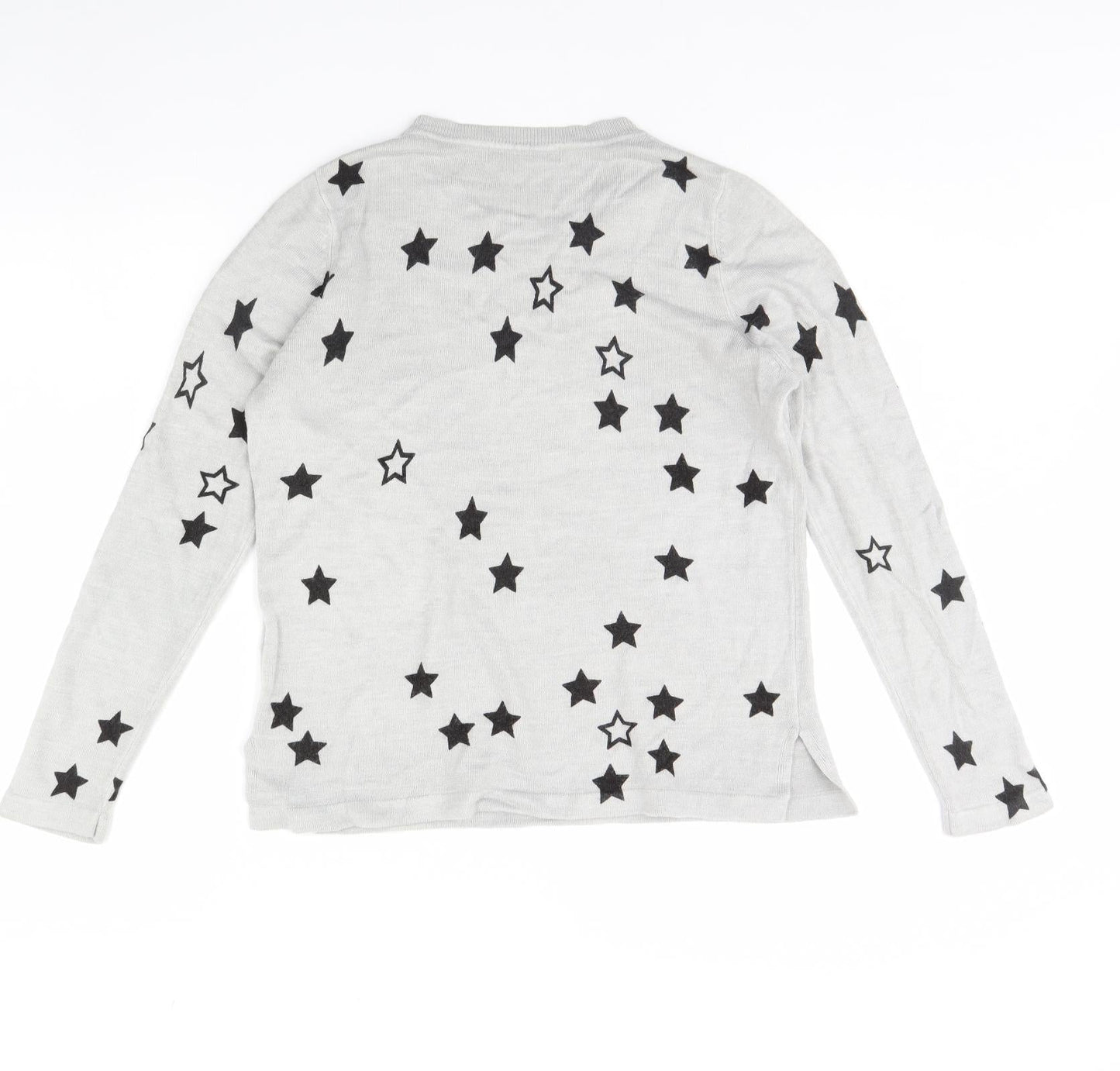 m&s Womens Grey   Pullover Jumper Size 12  - star detail