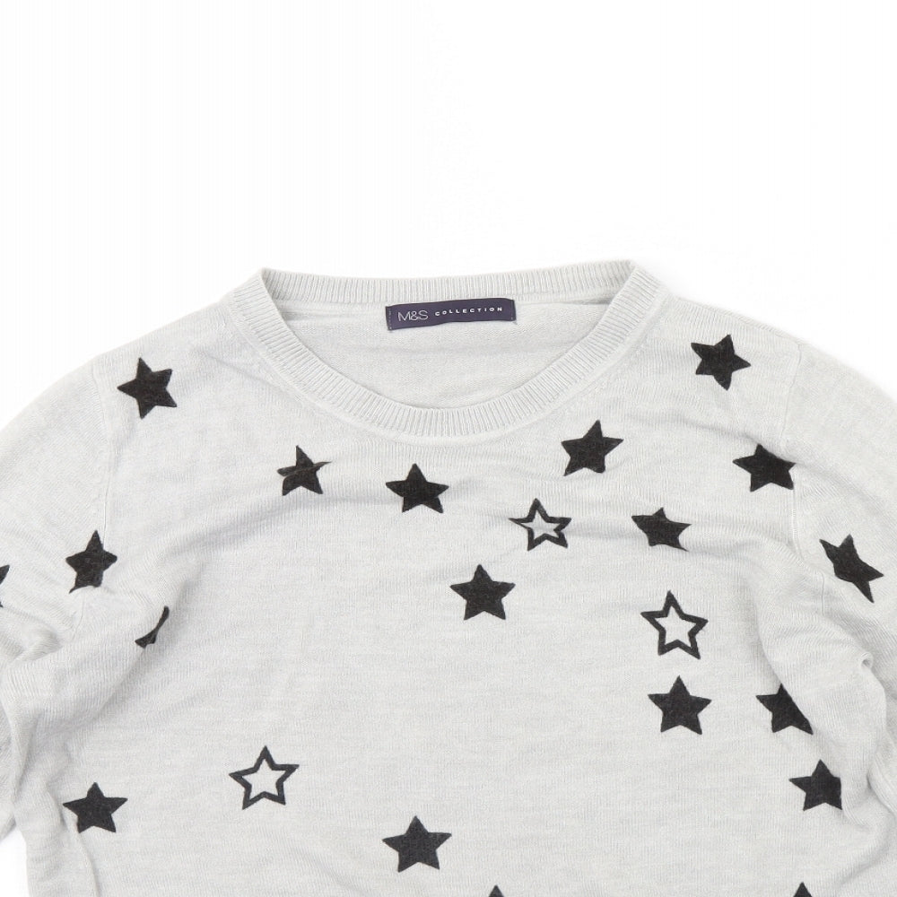 m&s Womens Grey   Pullover Jumper Size 12  - star detail