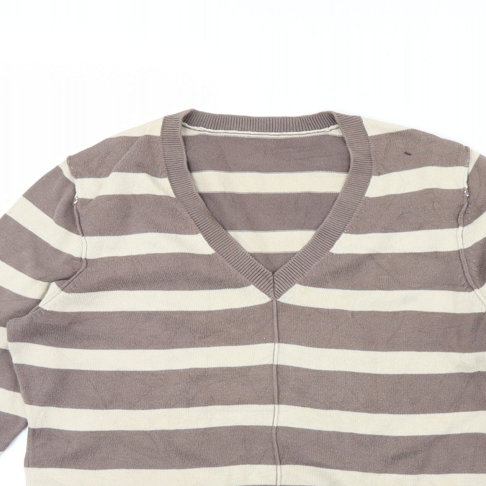 Debenhams Womens Brown Striped  Pullover Jumper Size 14