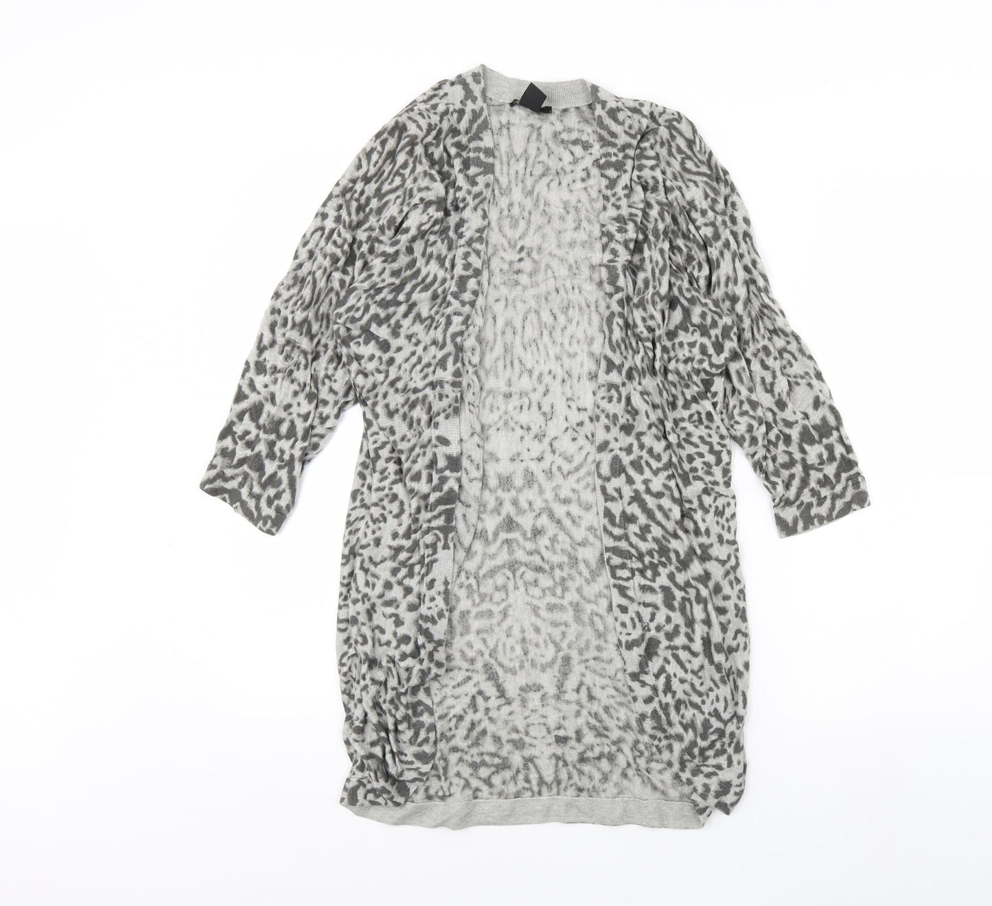h7m Womens Grey Animal Print  Cardigan Jumper Size XS