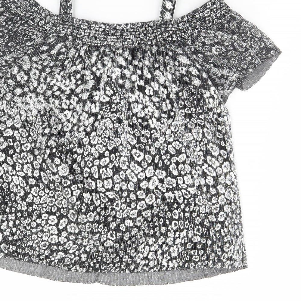 NEXT Girls Silver Animal Print  Basic Blouse Size 7 Years