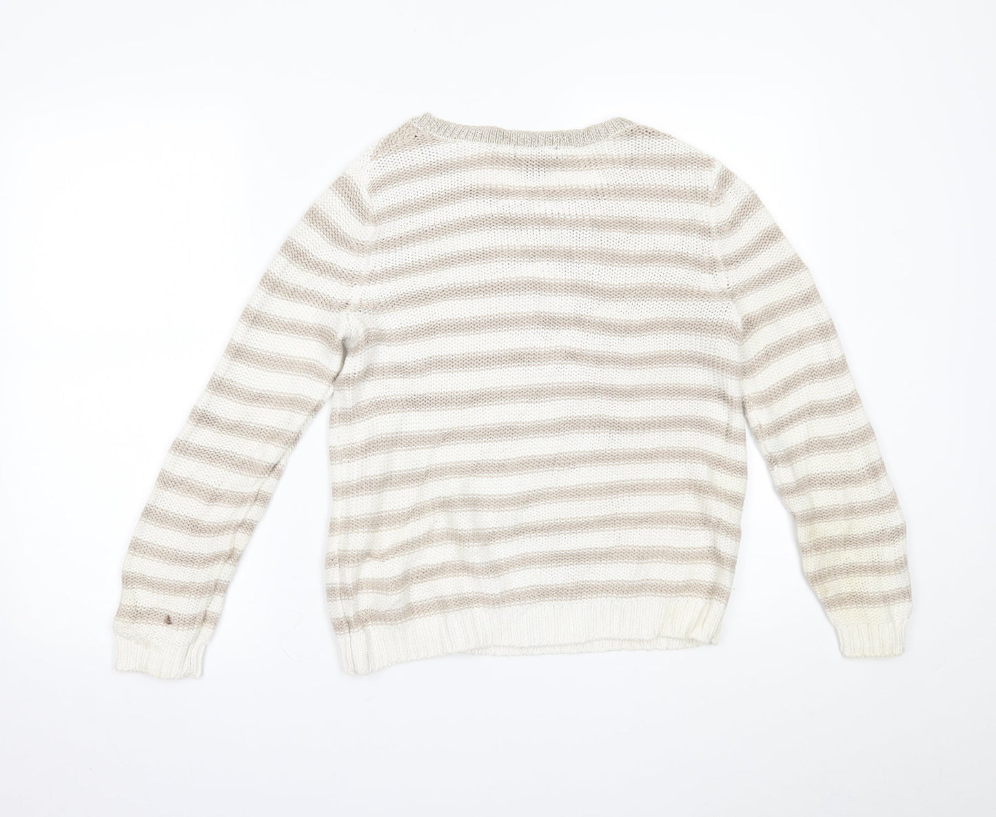 H&M Womens Beige Striped  Pullover Jumper Size XS