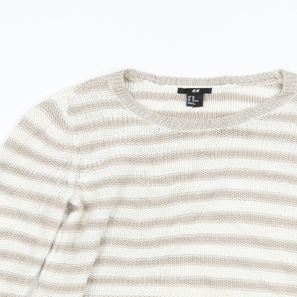 H&M Womens Beige Striped  Pullover Jumper Size XS
