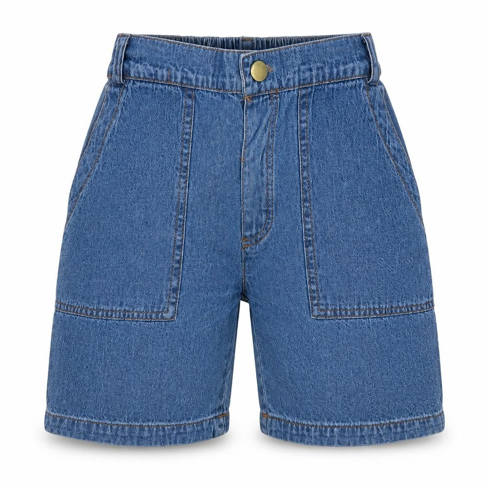Preworn Girls Blue   Mom Shorts Size 4-5 Years