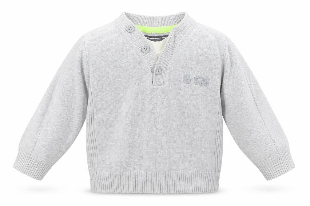 Front view of Marks & Spencer boys’ grey jumper, size 6-9, months