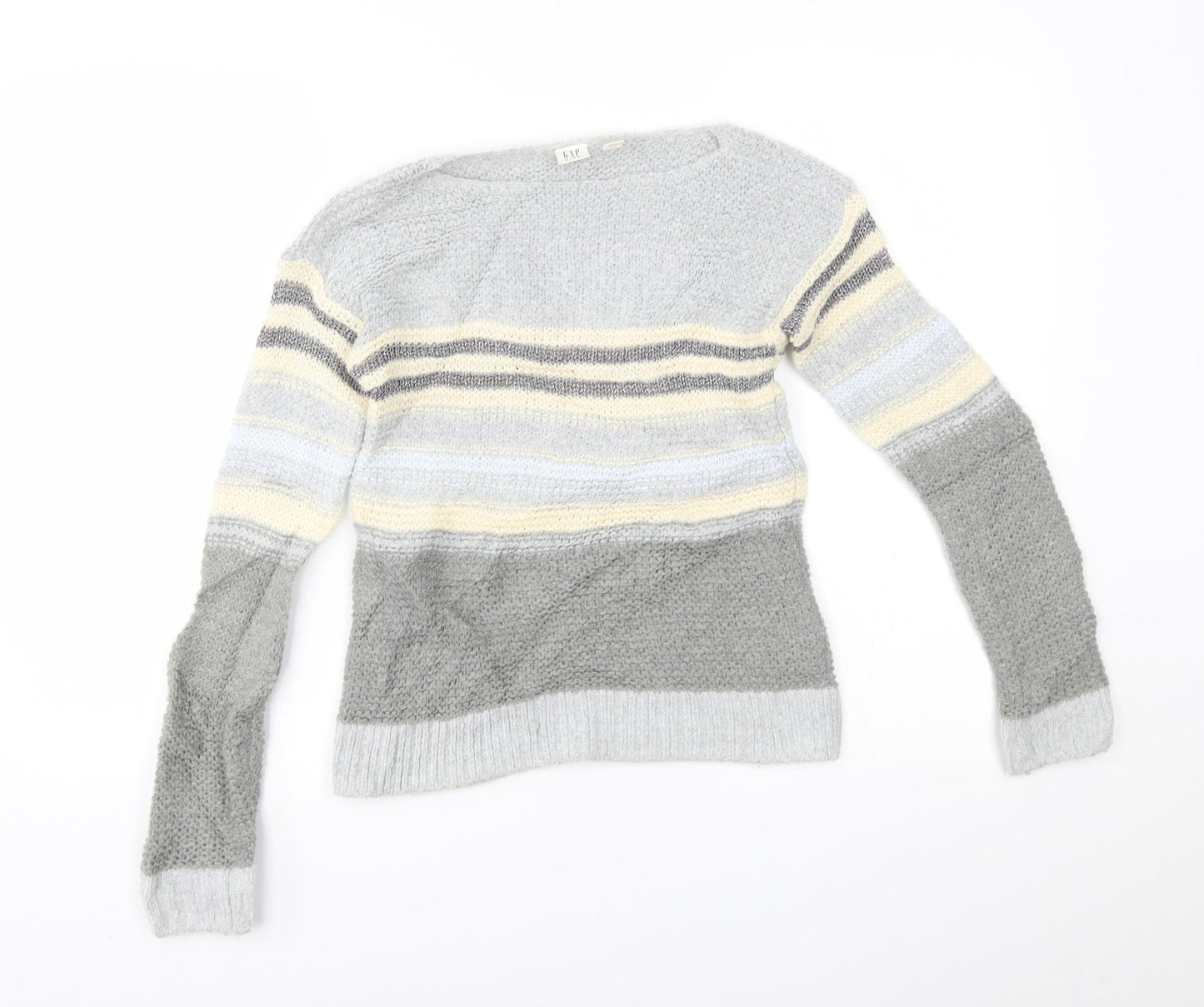 Gap Girls Grey Striped  Pullover Jumper Size 10-11 Years