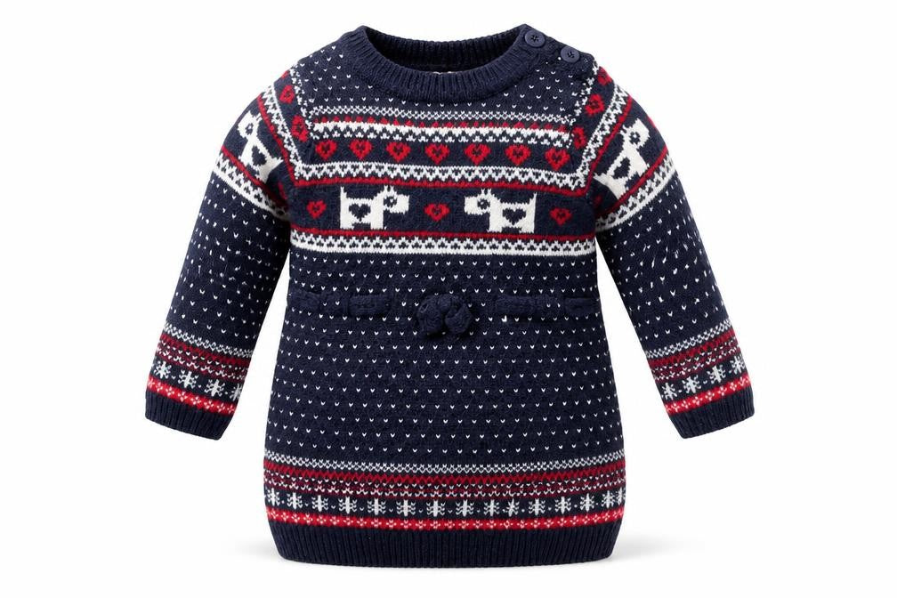 Front view of Next Baby Blue Fair Isle jumper, size 3-6, Months
