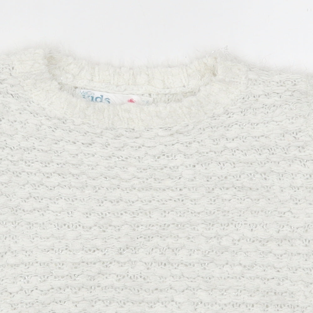 M&Co Girls White   Pullover Jumper Size 5-6 Years