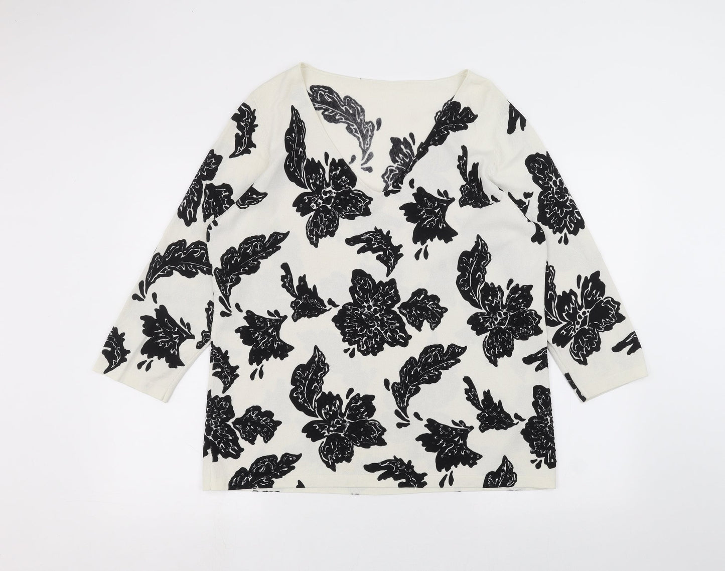 Preworn Womens White Floral  Pullover Jumper Size L