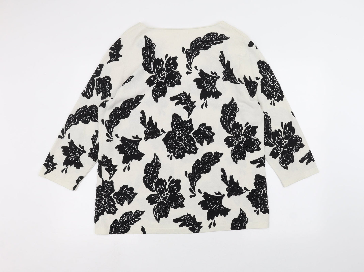 Preworn Womens White Floral  Pullover Jumper Size L