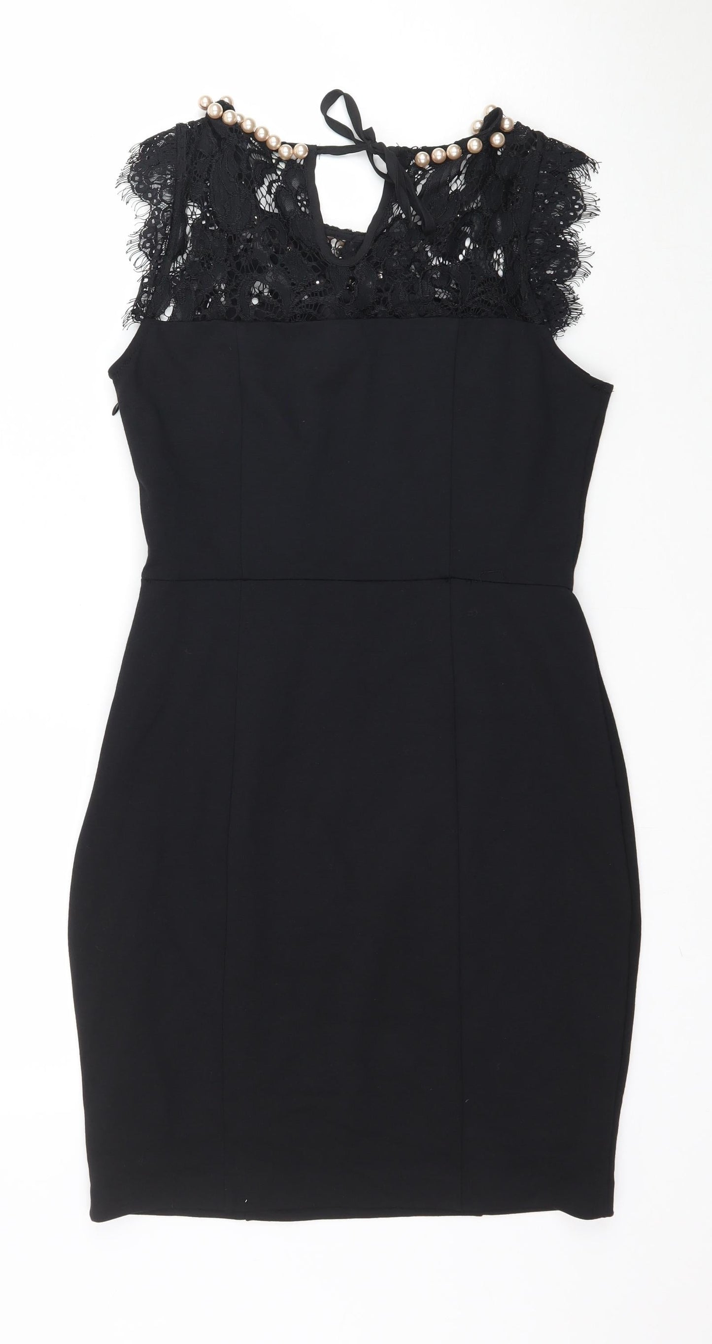 Beloved Womens Black   Pencil Dress  Size XS  - Lace and Pearl detail